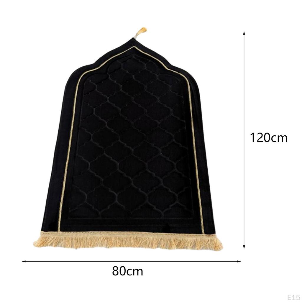 Islamic Prayer Rug Travel Portable Home Floor Embossing Worship Kneel Carpet