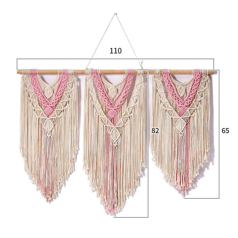 Large Macrame Wall Hanging Tapestry  with  Wooden Stick Hand-Woven Bohemia Tassel Curtain Tapestry Wedding Backgrou Boho Decor