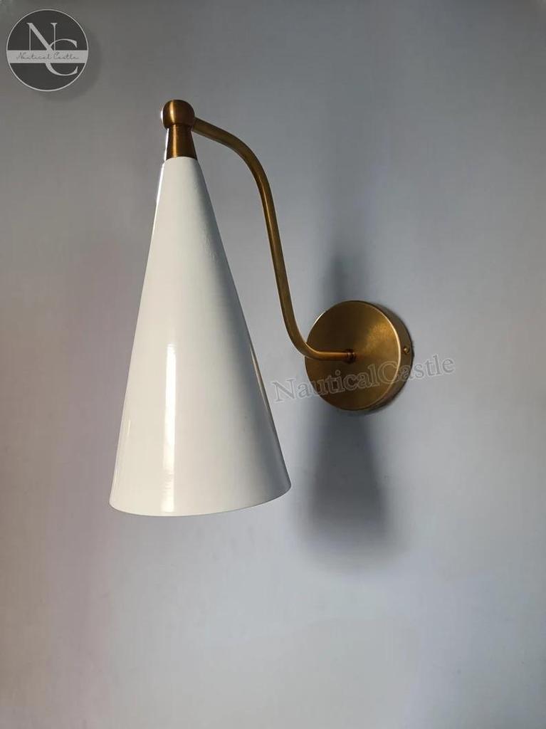 Brass Diabolo Wall Sconce: Mid Century Italian Plug In Lamp