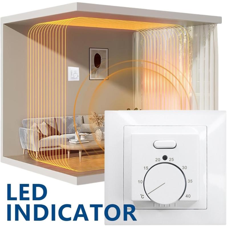 Adjustable Room Temperature Controllers For Indoor Heating Systems Cable Simple Installation Wall