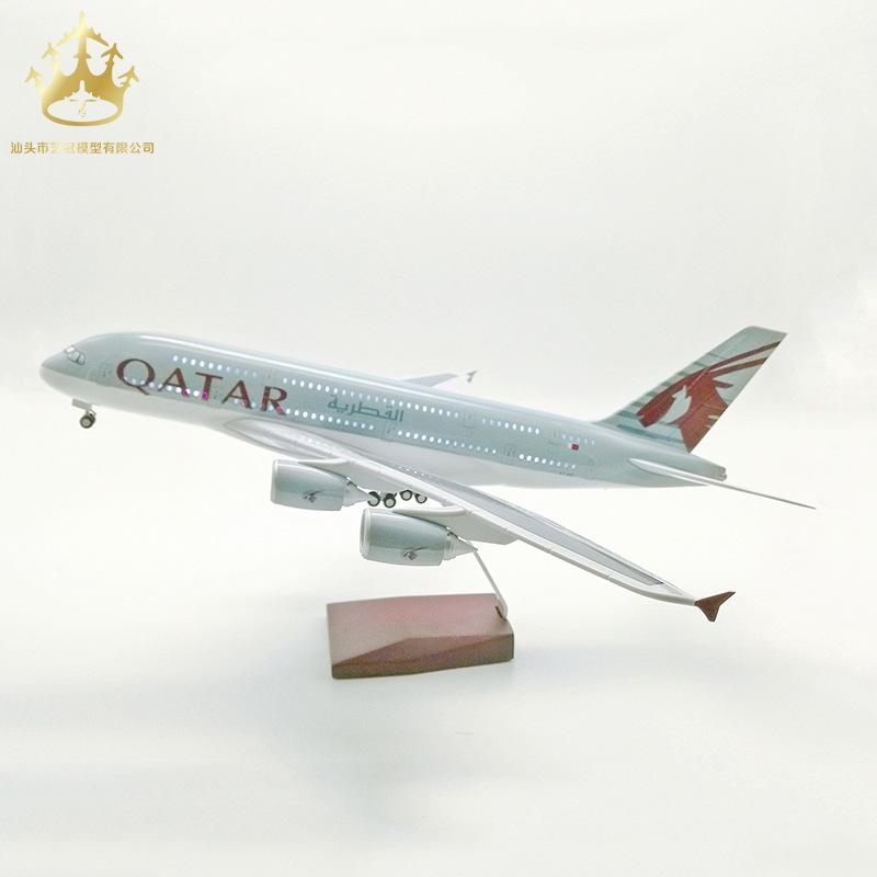 Airbus A380 Qatar Airways Voice Controlled LED Lighting Simulation Civil Aircraft Model Airplane Model Airplane Model Gift