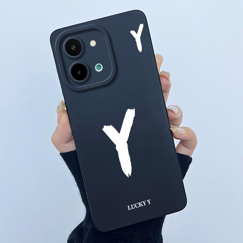 For Vivo Y28 4G Case Simple Letters Full Protection Back Cover For Vivo Y 28 Funda Soft Liquid Silicone Anti Drop Phone Shell