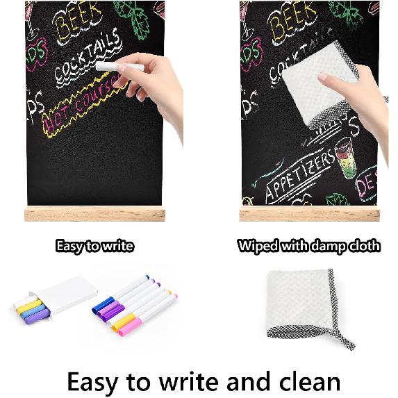 NACHLYNN 8 x 12 inch Small Chalkboard Signs with Wood Base Stand Double Sided Chalk Board Sign Message Board for Tables Decorations Home Party