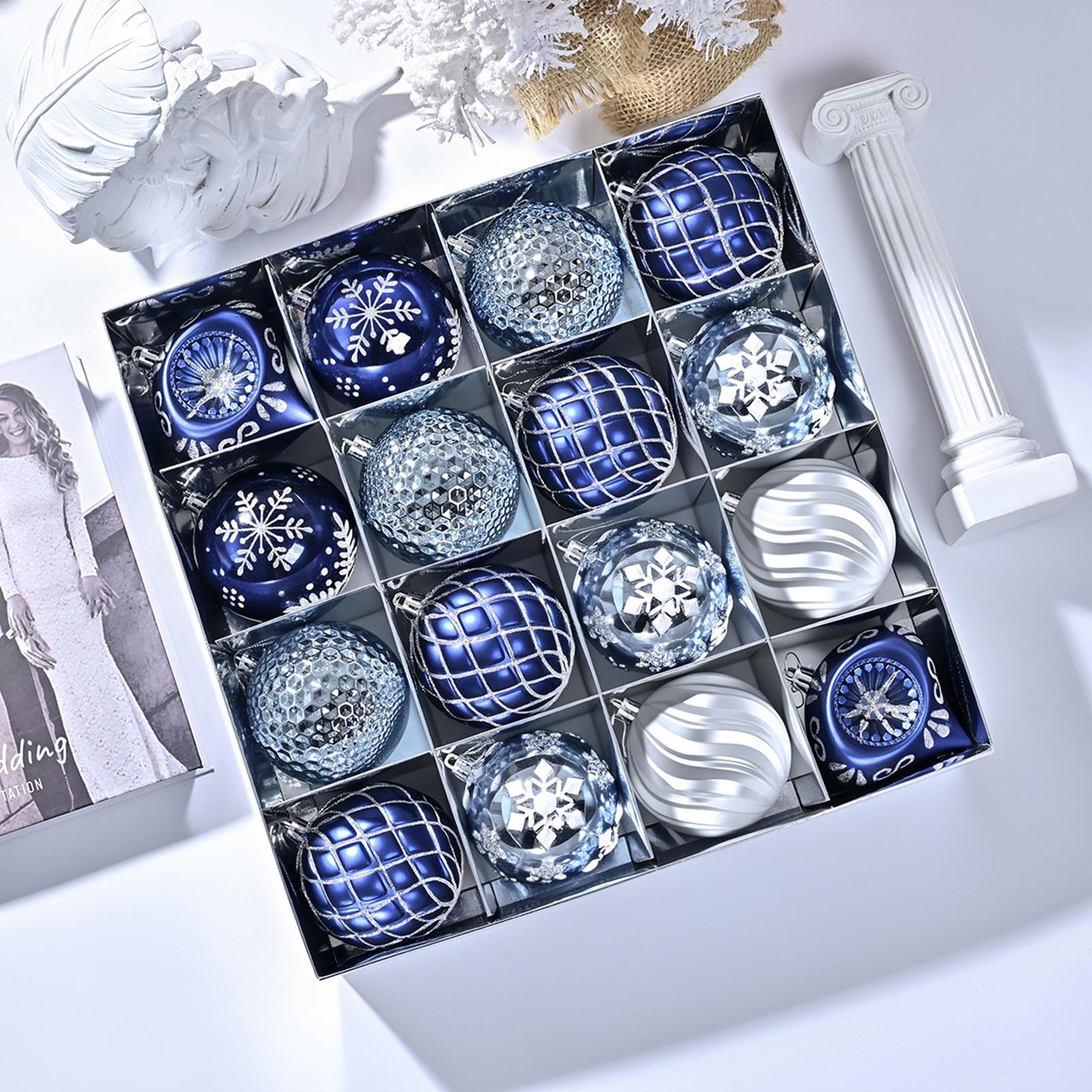 

Blue Electroplated Special Shaped Christmas Ball Decorative Pendant Set 12 Pcs, Christmas Atmosphere Pendant Gift Box One Size