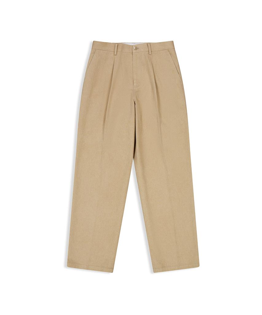 PRODESHIRT Vintage Cotton Pique Single-Pleat Pants (Sand Beige)