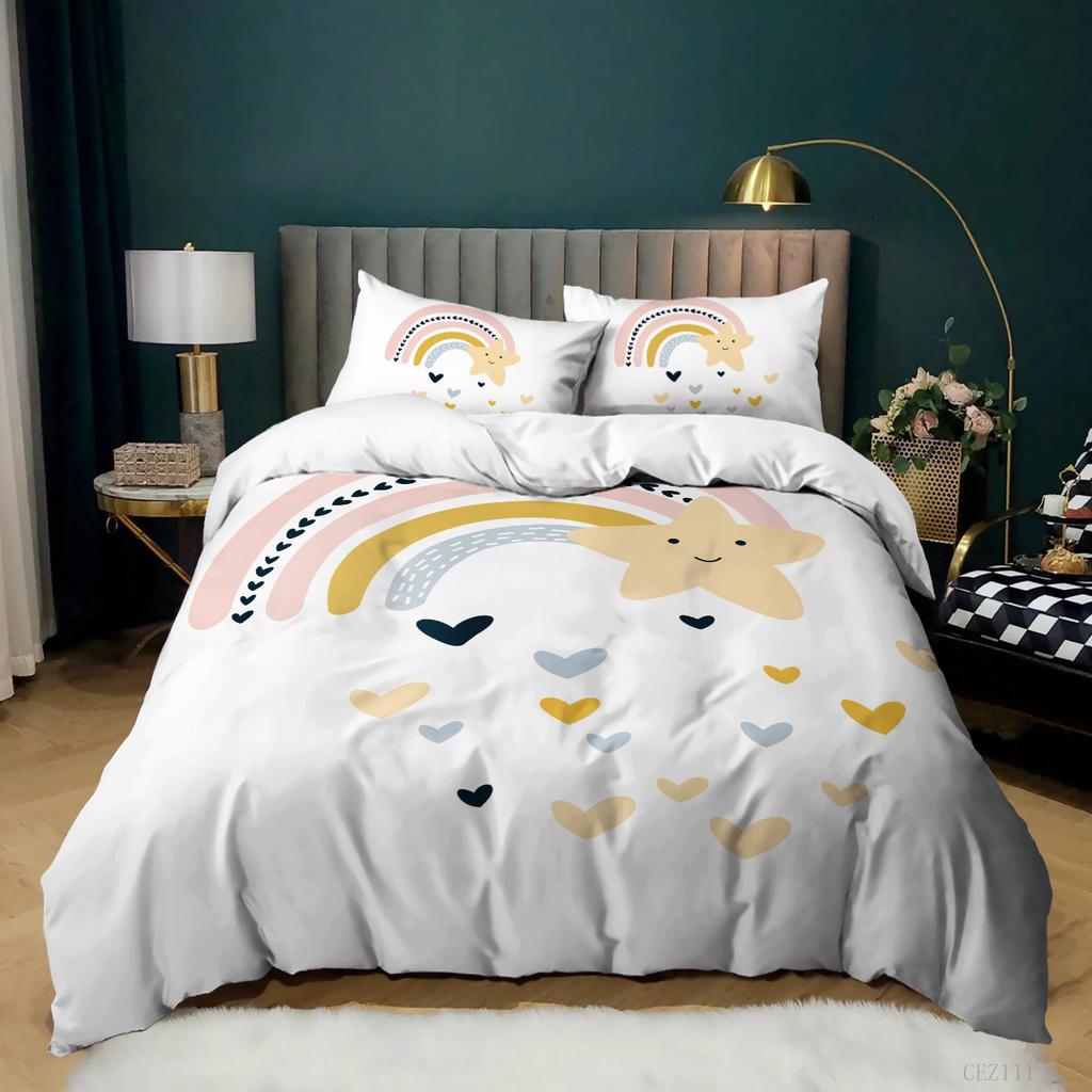 Kit Cartoon Rainbow Children'S Quilt Set Three-Piece Simple