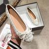 Women Sweet Bowknot Ballet Flats Shoes Lady Luxury Tweed Pumps Comfortable Round Toe Slip-on Scoop Shoes Soft Sole Casual Shoes