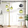 Floor Lamp for Living Room, Dimmable Gold Standing Lamp with Green Glass, 3×600LM LED Included