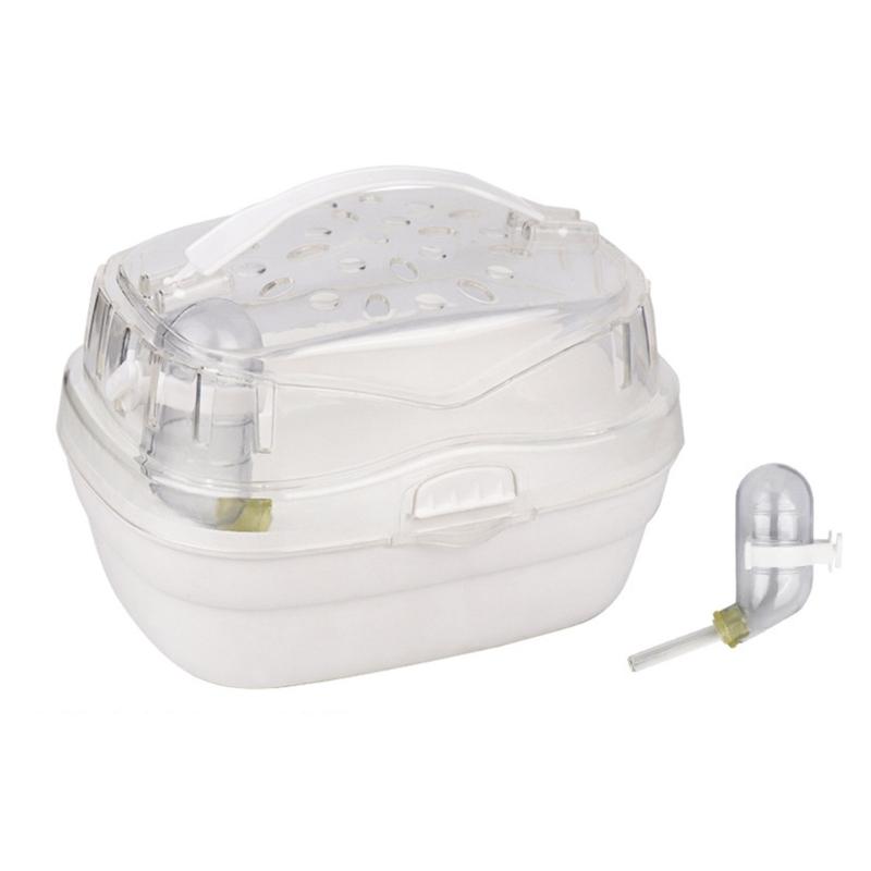 

Вентилируемая клетка для маленького питомца, морской свинки, дорожная переноска с бутылкой для воды X3UC белый