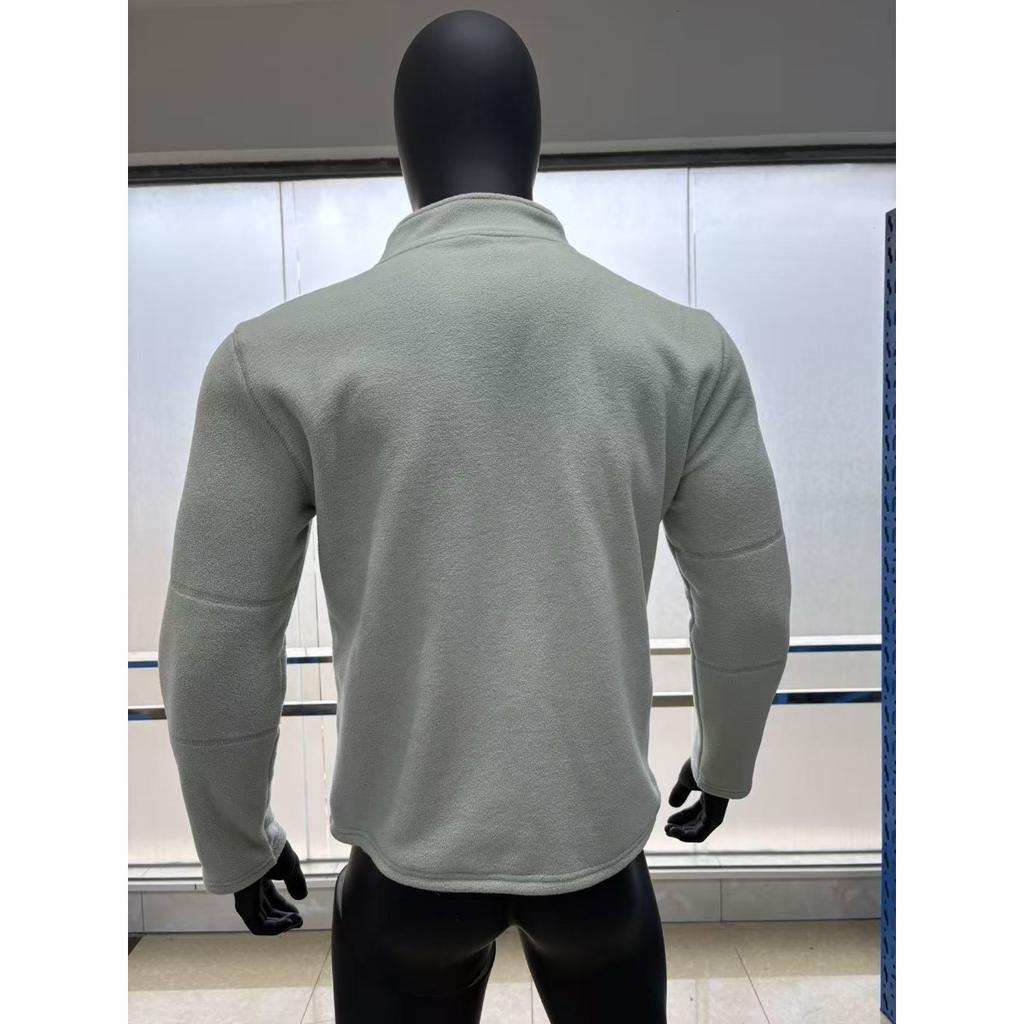 Herren Herbst Winter Halbreißverschluss Stehkragen Unifarben Fleece Lässiges Mode Oberteil