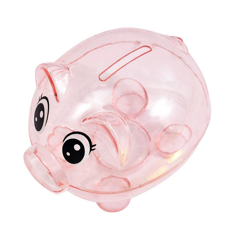 1PC Pig Piggy Bank For Gift Kids Pig Figure Ornament Reusable Collectible Saving Box Transparent Storage Bank Coin Money Cash