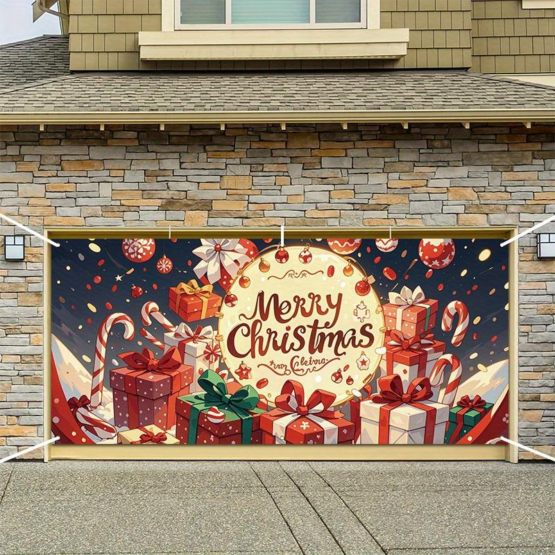 1pc2D Flat, Merry Christmas Garage Banner - Easy To Hang Indoor and Outdoor Farmhouse Door Decoration, No Power Required Wsj