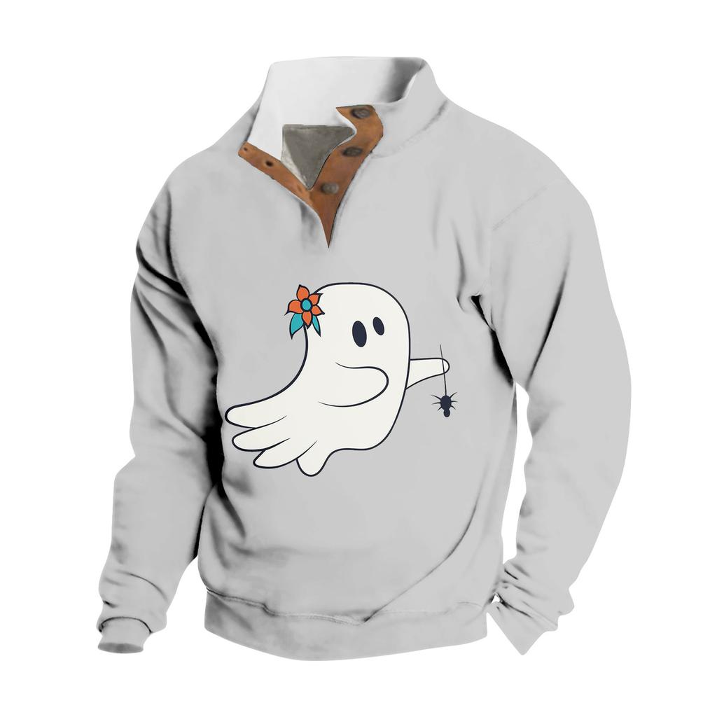 Jarní a podzimní pánská mikina se stojatým límcem je venkovní ležérní svetry topy