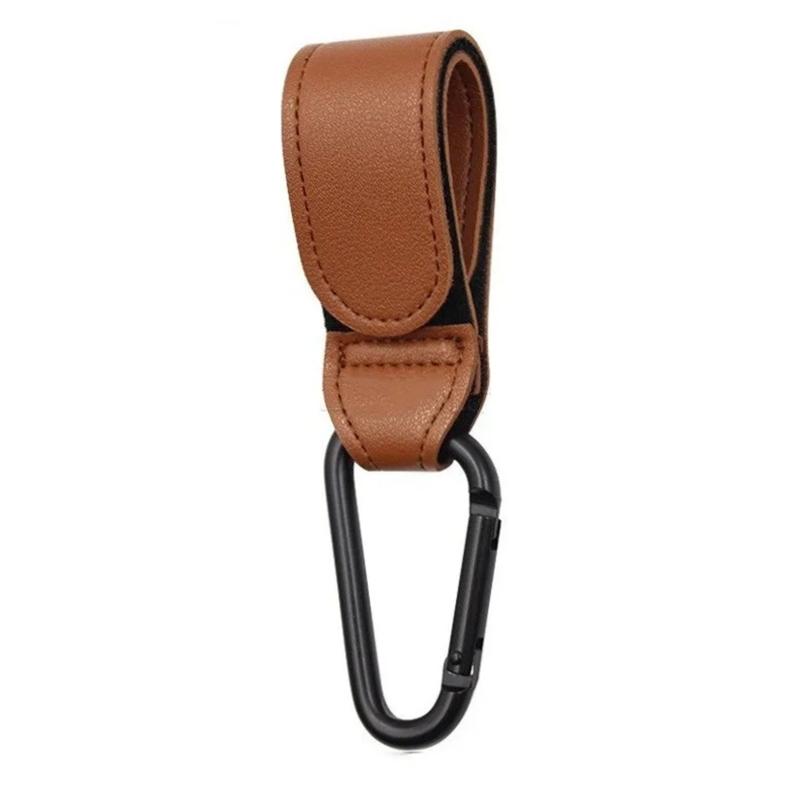 Multifunctional PU Leather Stroller Hook 360 Degree Rotatable Velcro Hook for Baby Pram Stroller Cart Organizer Accessory