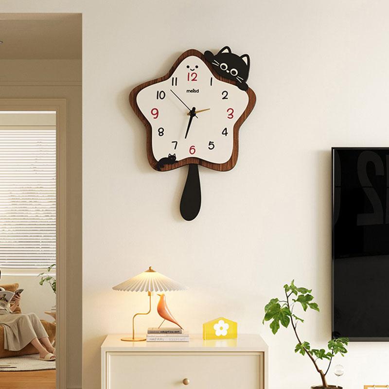 Minimalist Cat Wall Watch Xenomorph Bedrooms Cute Wooden Wall Watch Aesthetic Interior Relogio De Parede Ornaments Home Decor
