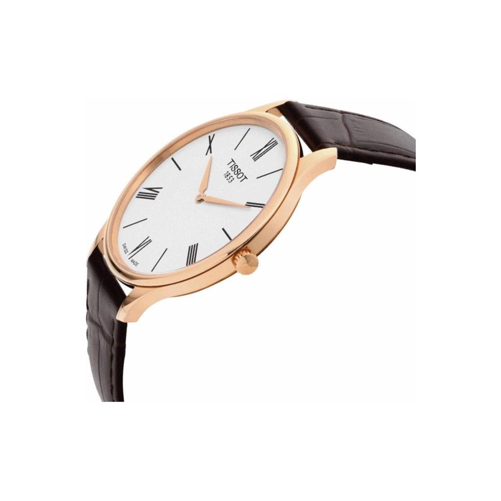 Tissot Συλλογή Junya Ρολόι Ανδρικό με Κουρδιστό Μηχανισμό Ρολόι 39mm Λευκό Καντράν Γνήσιο Δερμάτινο Λουράκι T063.409.36.018.00