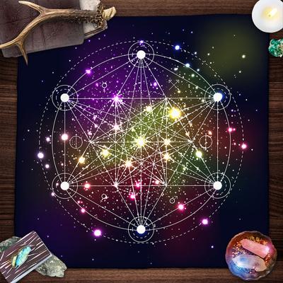 Geometrisches Altar Tuch Tarot Karten Tischdecke Mit Blume des Lebens Design Tarot Karten Lesematte Für Metatron Würfel Hexenhaftes Geschenk