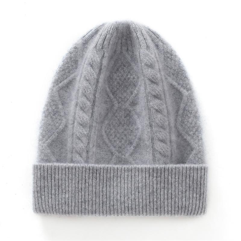 

Kids Medium/Large College Style Cashmere Wool Hat - Diamond Pattern, Solid Color, Autumn/Winter Warm Heavy Knit One Size