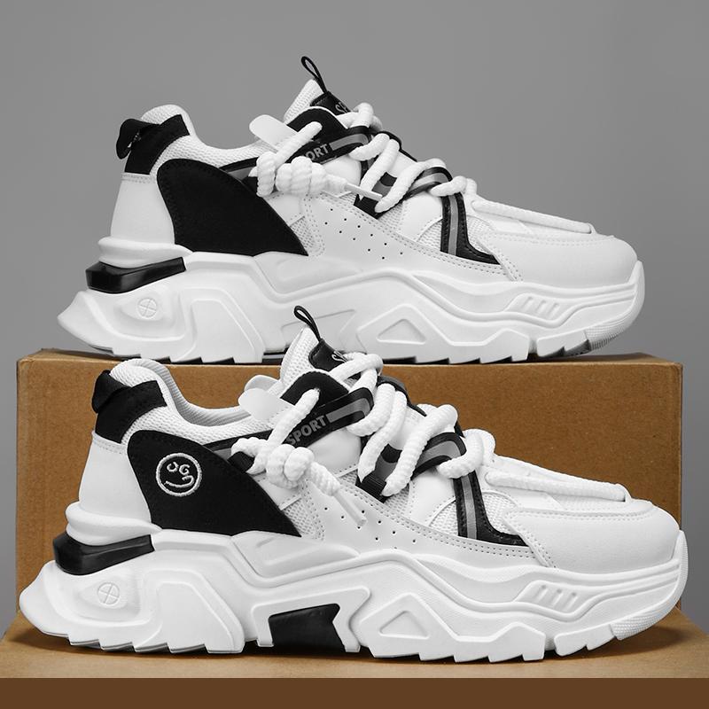 Summer Street Sports Casual Men's Shoes Daddy Shoes C White Yellow, White Black