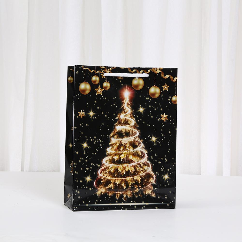 12pcs StoBag Christmas paper tote bags black and gold gift bags for holiday party favors shopping and retail packing candy cake