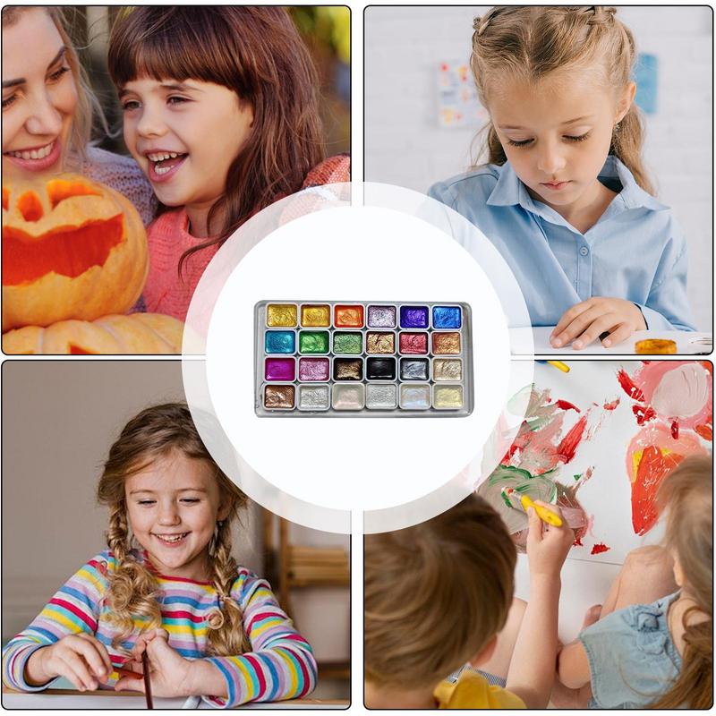 24 Colors Pearlescent Watercolor Paint Set Art Pearlescent Painting Palette Sparkle Pearlescent Watercolor For Artists Students