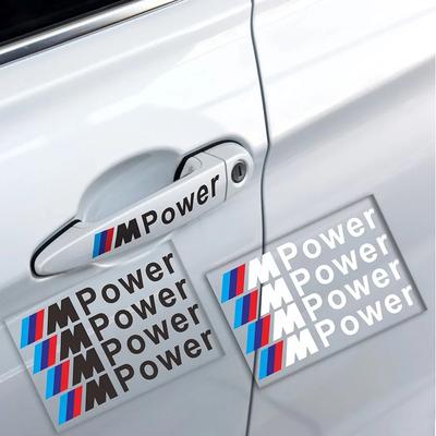 4PCS M Power Adesivo de Emblema de Carro Adesivo de Maçaneta de Porta de Carro Para M Adesivo X1 X3 X4 X5 X6 X7 e46 e90 f20 e60 e39 f10 Acessórios de Carro
