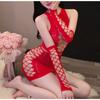 Women Plus Size Hollow Lace Open Crotch Mesh Lingerie Stockings Set