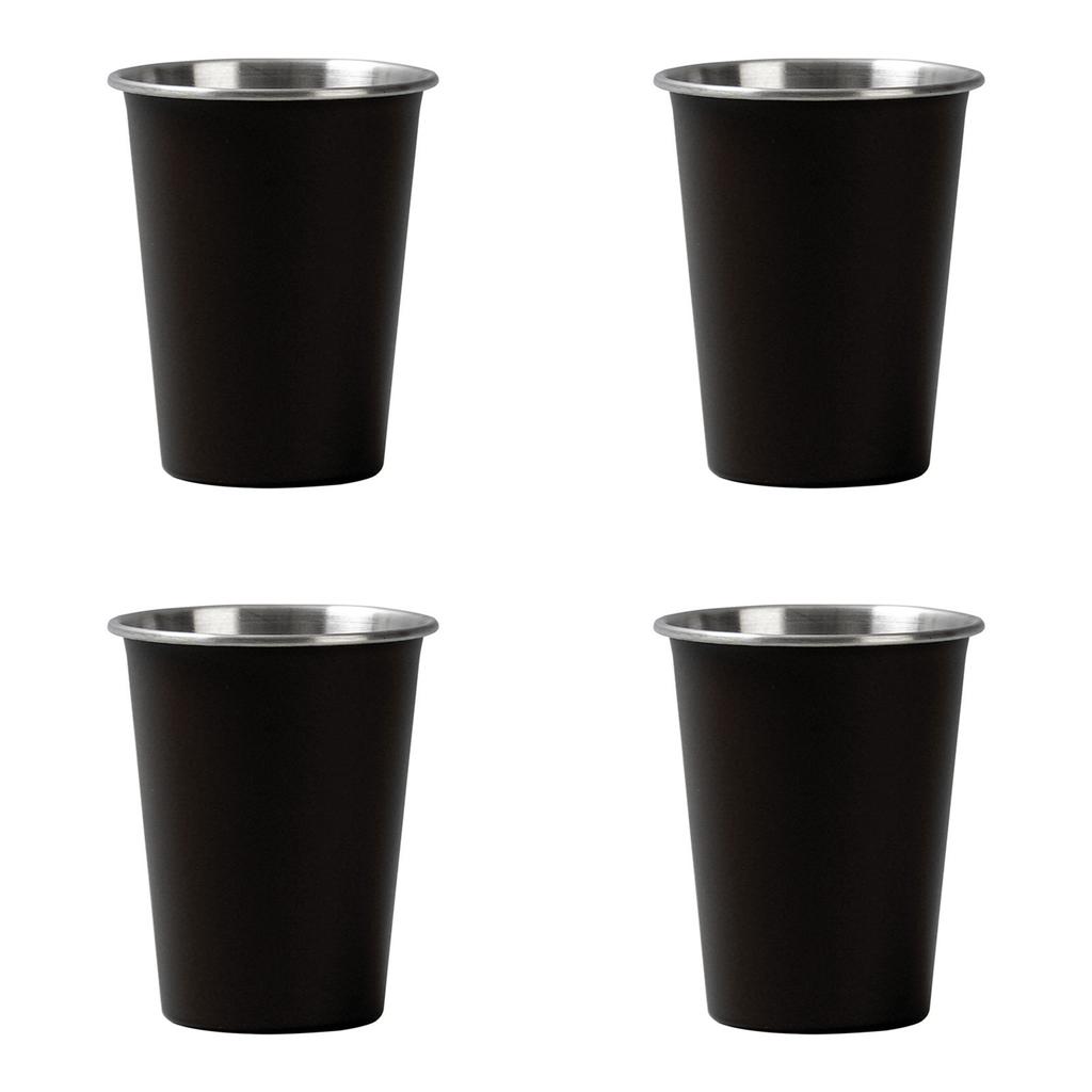 4pcs Stackable Camping Water Cup 350ml Teas Coffees Milk Beer Mug Stainless Steels Drinking Cups Outdoor Travel Cups
