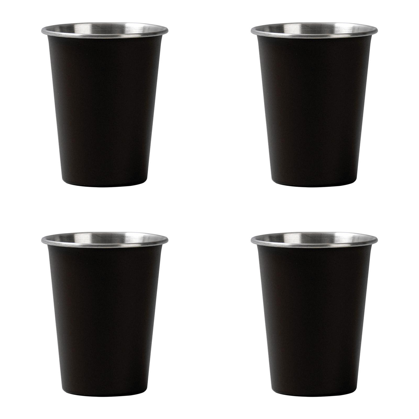 

4 шт., складные походные кружки для воды объемом 350 мл, кружки для чая, кофе, молока, пива, кружки из нержавеющей стали для питья, кружки для путешествий на открытом воздухе чёрный