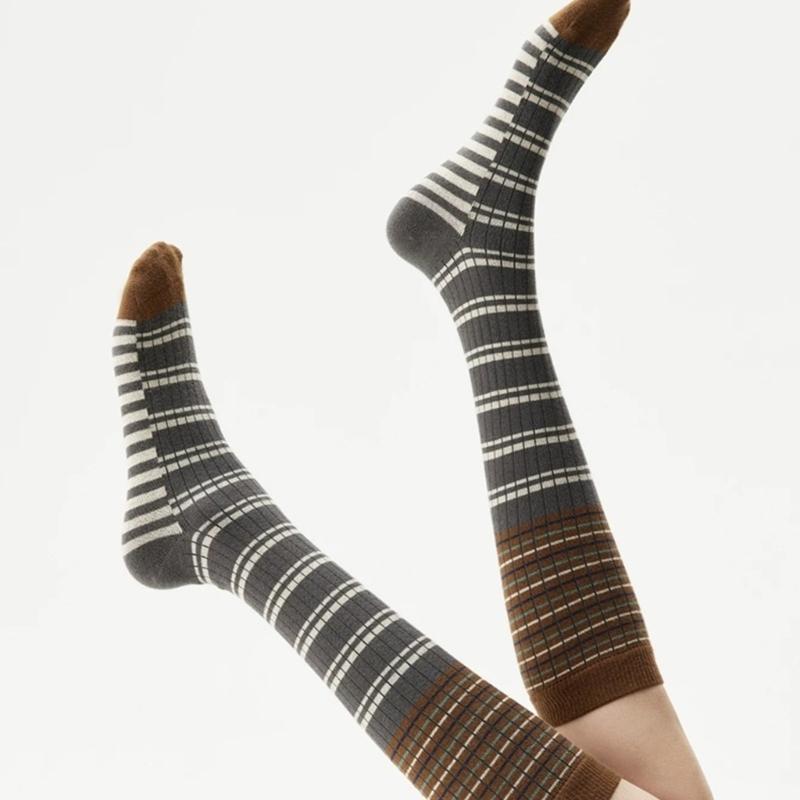 Damen Kniestrümpfe, Modische Gestreifte Strümpfe Cosplay Oberschenkelhohe Strümpfe Schlauchsocken Gestreifte Lange Stiefelsocken