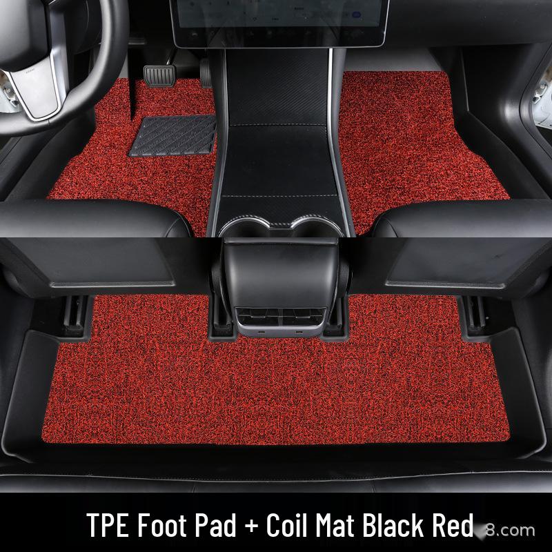 Subaru XV 12-23 Models Anti-slip TPE Waterproof Odorless Eco-friendly Car Floor Mats TPE Mats + Black-Red Silk Circle