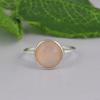 Rose Chalcedony Ring, Round Gemstone Ring, 925 Sterling Silver Thin Band, Pink Chalcedony Ring, Minimalist Gemstone Jewelry, Gift for Her