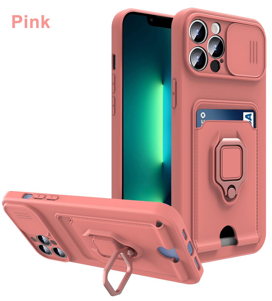 

Роскошный чехол для телефона с защитой конфиденциальности и сдвижной шторкой для камеры для iPhone 17 16 E 15 14 13 12 11 Pro Max Plus с магнитным кольцом и держателем для карт For iPhone 14Pro