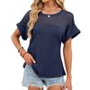 2026 Spring/Summer New Round Neck Lace Trim Loose Short Sleeve T-Shirt for Women