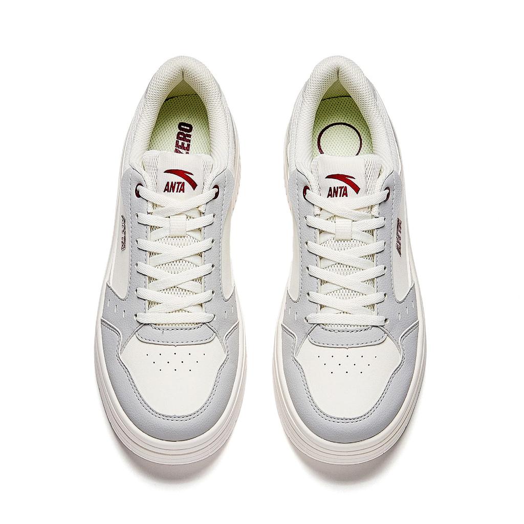 Anta Textile, Synthetic Leather Low Top Skateboard Shoes Women's White Gray Red 922618003-2
