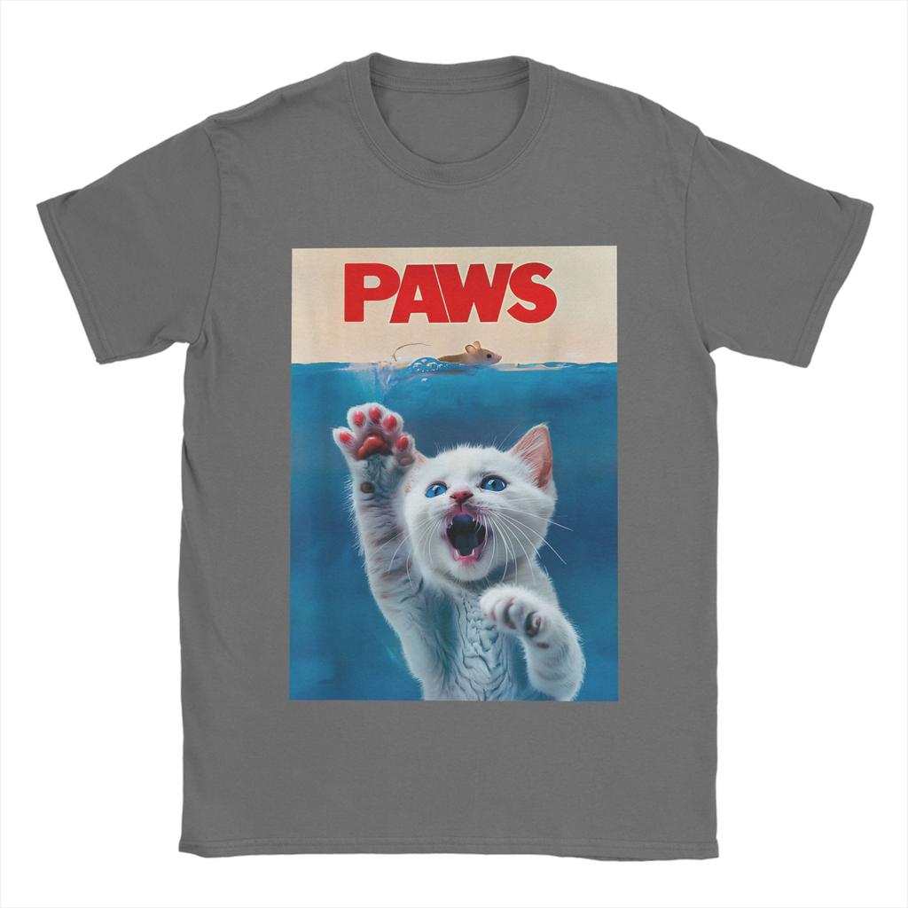 Men Women TShirt PAWS Funny Cat parody cat Lover Gift Kitten Shark Mouse meow T Shirts Summer Tee Shirt Y2K Cotton Clothes