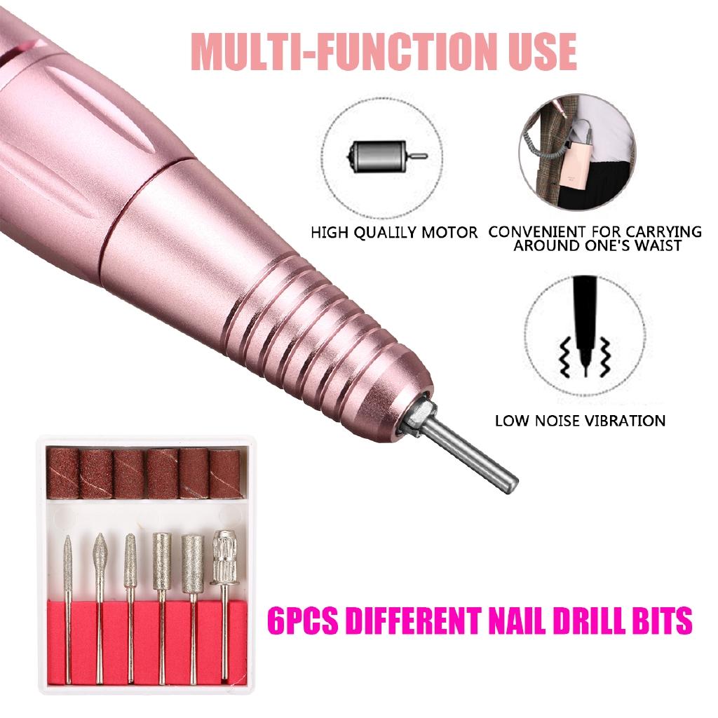 Perceuse à ongles portable rechargeable 30 000 tr/min, machine de manucure, lime à ongles électrique, outils pour nail art, ensemble pour forets à ongles