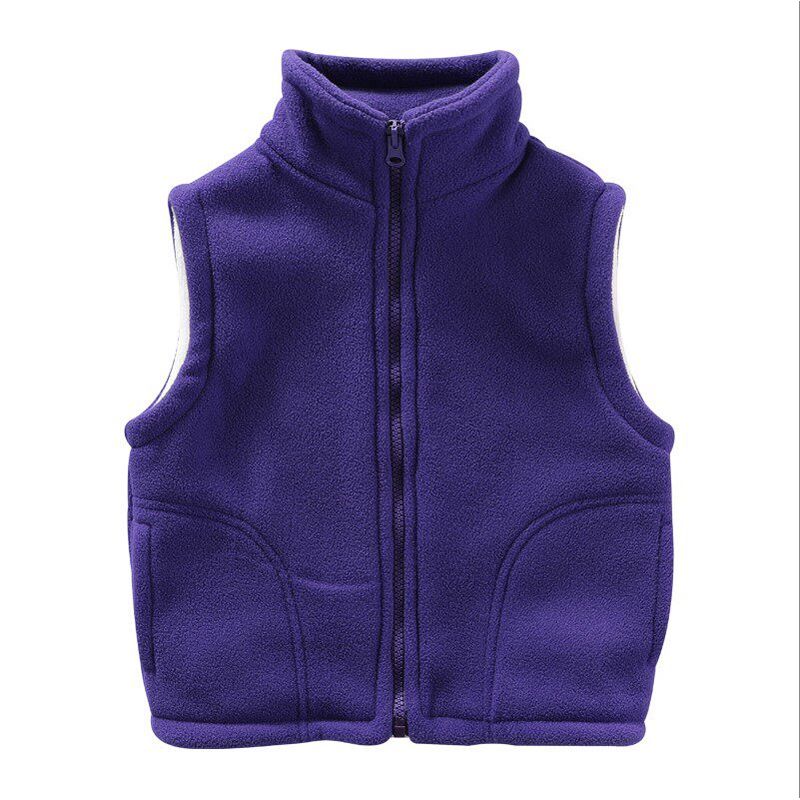 Spring and Autumn New Arrival Children Boys and Girls Pure Color Cardigan Simple Warm Polar Fleece Waistcoat