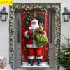 1PC Large Christmas Door Banner - Santa and Rabbit Holiday Decoration with Snow View, Extra Long 35.4x70.8 Inch Door Curtain