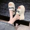 2025 summer new Velcro muffin thick bottom heightened one-word slippers women wear casual vacation cool slippers tide