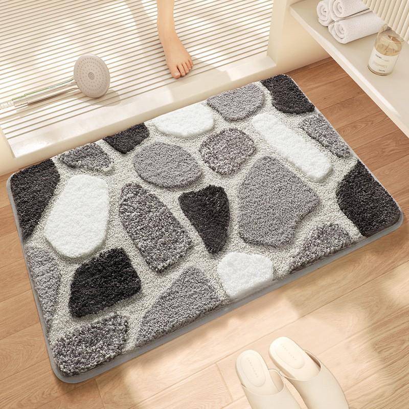 Plush Bath Mat Absorbent Non-Slip Floor Rug Bathroom Entrance Quick Dry Chenille Carpet Korean Style Home Decor