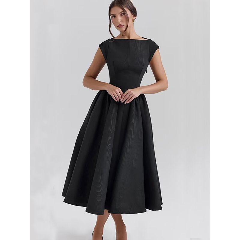 Retro Famous House of the Same Style Elegant Temperament French style Sexy Backless Mid-Length Sleeveless Dress Women