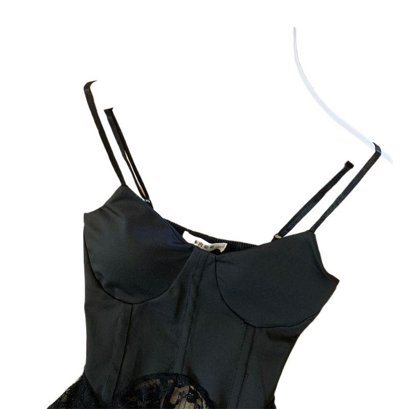 Französisches Spicy Spitzen Patchwork Camisole: Elegantes Herbst-Schlankheitsdesign für Damen