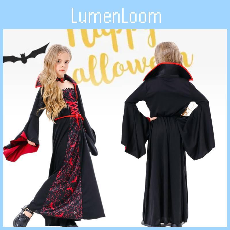 Costume da Strega di Halloween per Bambini Vestito Nero Spaventoso per Feste ed Eventi sul Palco per Ragazze