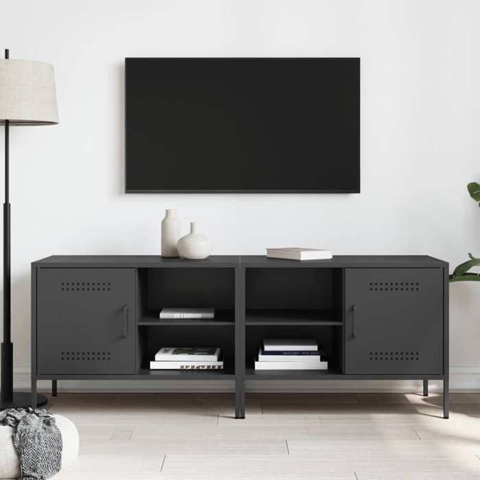 VidaXL TV Furniture 2 Pcs Black 68x39x50.5 Cm Steel, TV Stand, TV Buffet, Multimedia Cabinet, TV Bench, Hi-fi Cabinet 842995