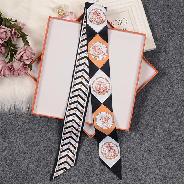 Luxury Horse Cloak Brand Scarf Fashion Design 100% Silk Scarf Women Headwear Skinny Bag Hair Scarves Neckerchief