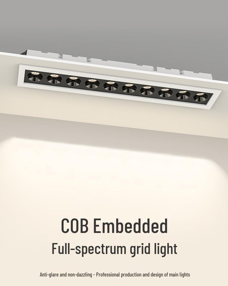 Embedded LED Linear Grille Light: Anti-Glare Rectangular Lamp for Living Room