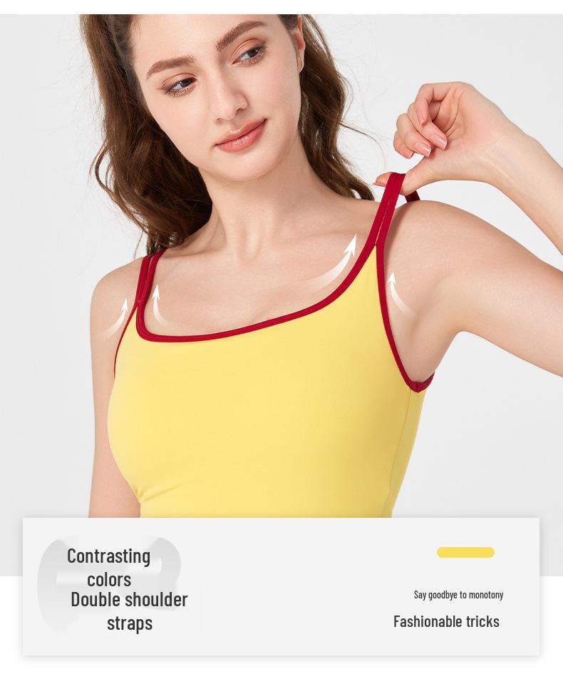 NULS Kryddig Tjej Färgblock Sportlinne med Fast Kupa för Kvinnor