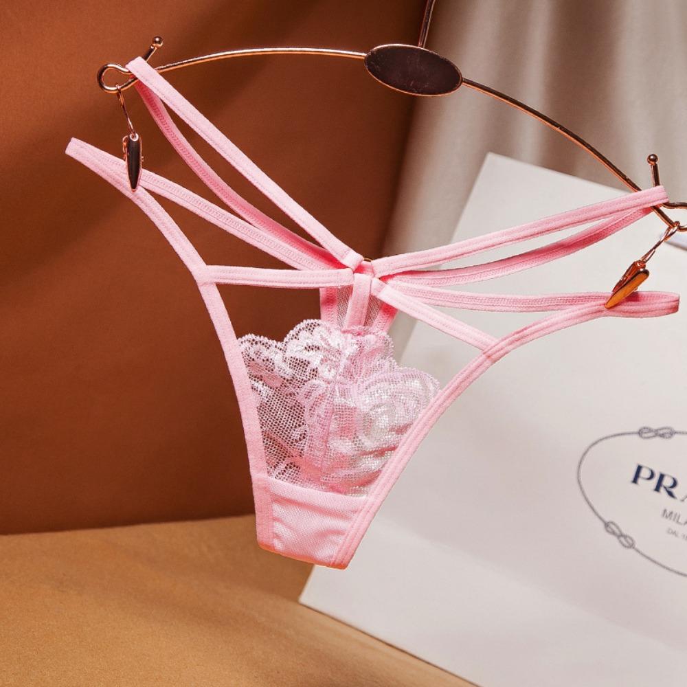 European and American Sexy Thong Women's Lace Sultry Hot Low-rise T Pants Ins Hollow Trend Cross Panties Women 2252