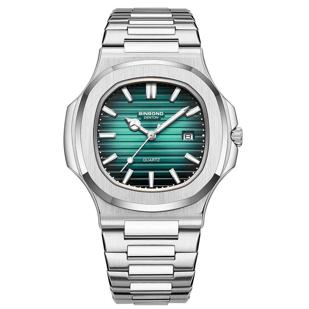 Binbang Retro Men s Parrot  Seashell Square Blue Dial Luminous Waterproof Watch